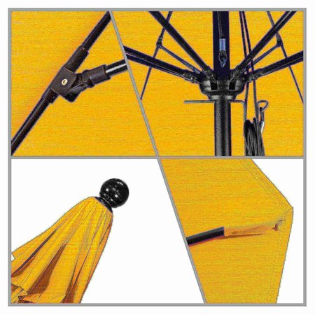 California Umbrella 9' Black Aluminum Market Patio Umbrella, Pacifica Yellow 194061335949